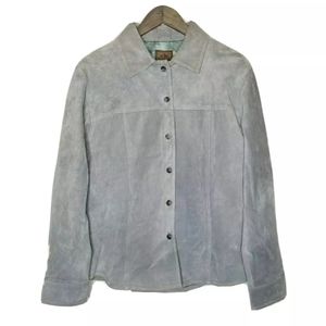 AMI Suede Leather Satin Lined Bomber Jacket Coat